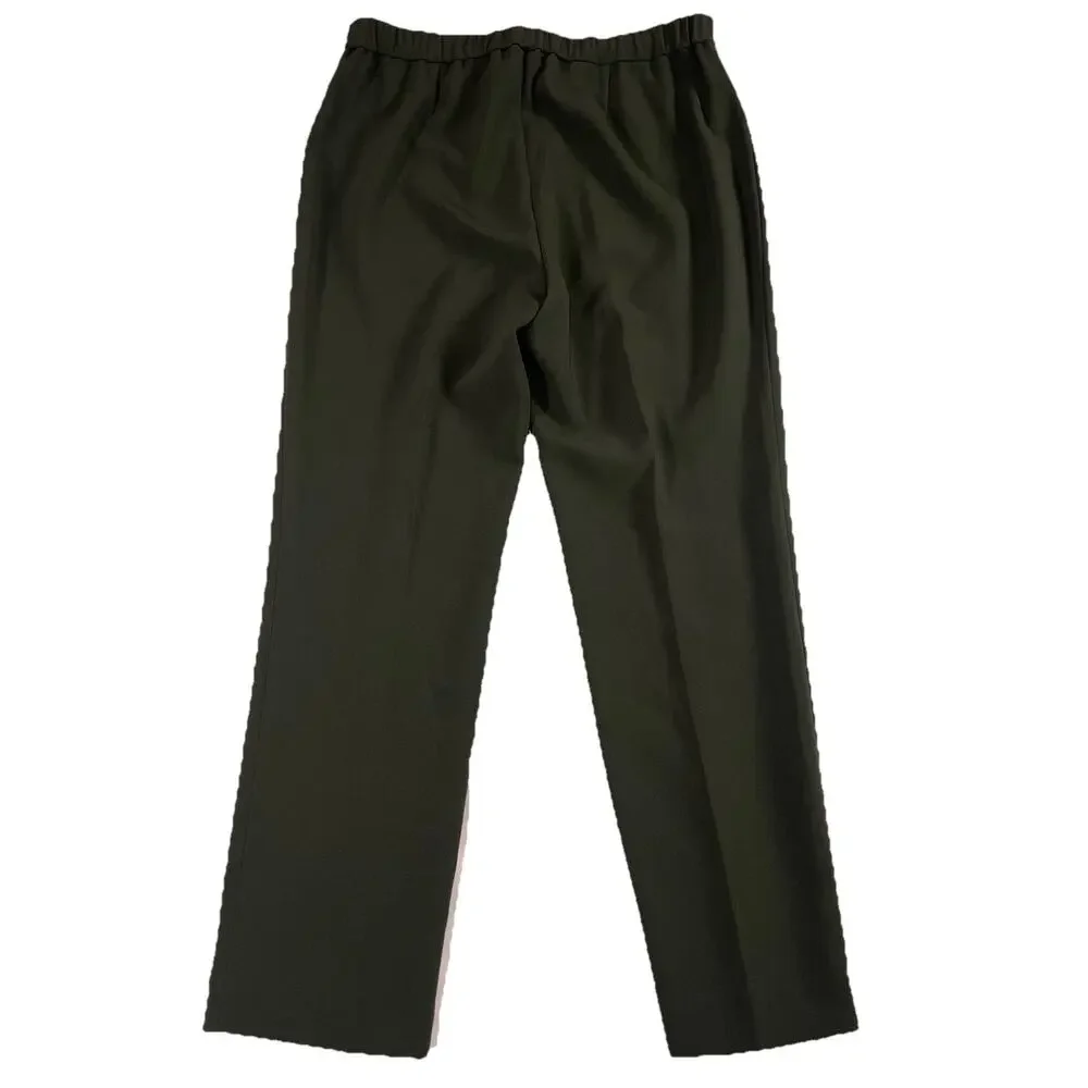 Theory Basic Pull On Pants Size 4 Olive Green Admiral Crepe Mid Rise Cropped USA